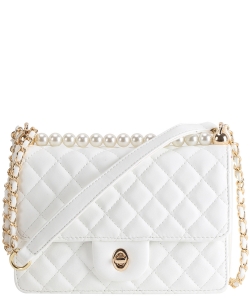 Designer Quilt Classic Shoulder Bag HY-8589 WHITE